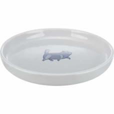 Bļoda dzīvniekiem, keramika : Trixie Bowl, flat and wide, cat, ceramic, 0.6 l/ø 23 cm, grey