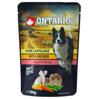 Konservi suņiem - Ontario Dog Pork Cartilage with Chicken in Broth, 100 gr