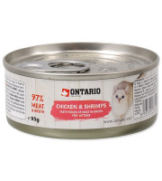 Konservi kaķēniem – Ontario Junior Chicken Pieces+Shrimp 95g
