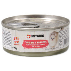 Консервы для котят – Ontario Junior Chicken Pieces+Shrimp 95g