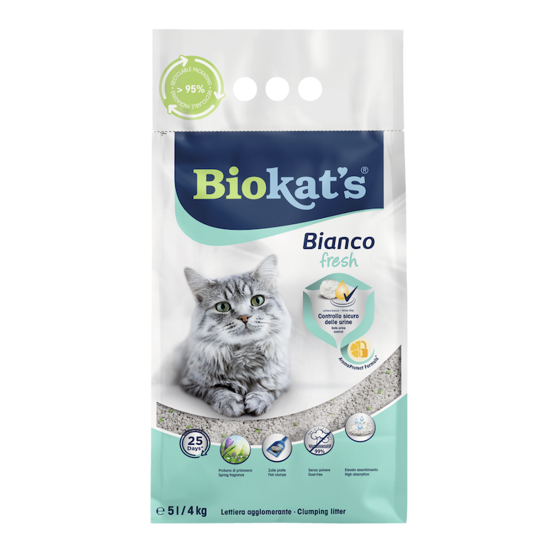 Smiltis kaķu tualetei - Biokats Bianco Fresh, 5 kg