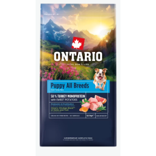 Barība kucēniem – Ontario Puppy and Junior All Breeds, Monoprotein, Turkey and Sweet Potatoes, 6,5 kg