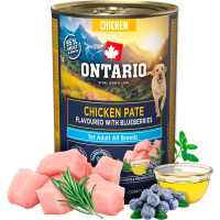 Konservi suņiem - Ontario Adult Chicken Pate with Blueberry Flavor 400g