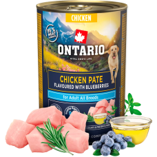 Konservi suņiem - Ontario Adult Chicken Pate with Blueberry Flavor 400g