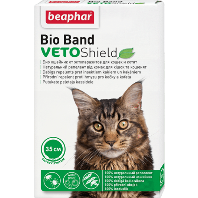 Pret blusām, ērcēm siksna kaķiem : Beaphar Bio Band Cat, 35 cm