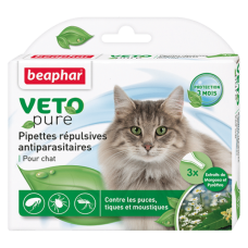Pilieni pret blusām, ērcēm kaķiem : Beaphar Spot on Veto pure, 3 gb