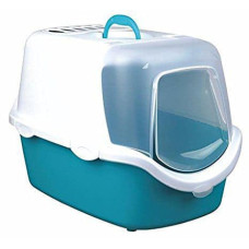 Slēgta kaķu tualete : Trixie Vico Easy Clean cat litter tray, 40 × 40 × 56 cm, aquamarine/white