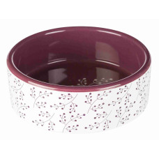 Bļoda dzīvniekiem, keramika : Trixie Ceramic bowl, 0.3 l/ø 12 cm, white/berry
