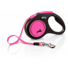 Inerces pavada suņiem: Trixie Flexi New NEON, tape leash, S: 5 m, neon pink, up to 15kg