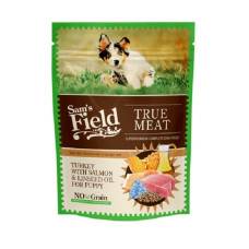 Konservi kucēniem : Sams Field DOG POUCH Turkey with Salmon Linseed oil for PUPPY, 260gr.