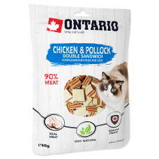Gardumi kaķiem : Ontario Cat Chicken and Pollock Double Sandwich 50g.
