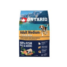 Sausa barība suņiem - Ontario Dog Adult Medium Fish and Rice, 2,25 kg