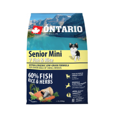 Корм для собак – Ontario Dog Senior Mini Fish and Rice, 2.25kg