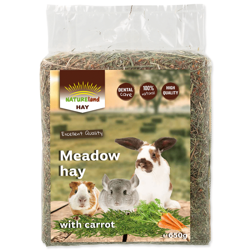 Siens ar burkāniem : Placek Nature Land Meadow hay with carrots, 650g