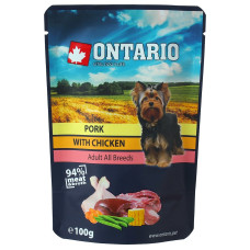 Konservi suņiem : Ontario Dog Pork with Chicken in Broth, 100 g