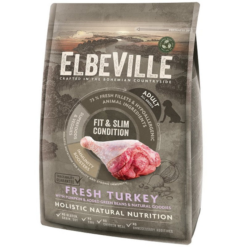 Sausa barība suņiem - ELBEVILLE Adult All Breeds Fresh Turkey Fit and Slim Condition 4 kg