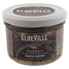 Konservi suņiem – ElbeVille Sensitive Digestion, Turkey with Mint, Chamomile and Spinach, 220 ml