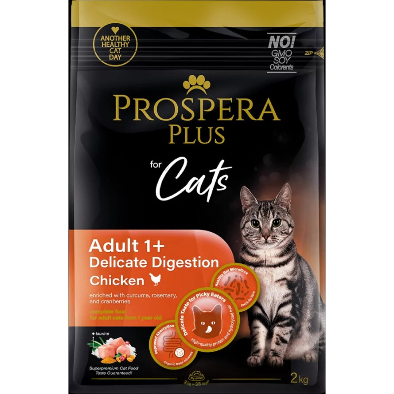 Barība kaķiem – Prospera Plus Adult 1+ Chicken Delicate Digestion, 2 kg