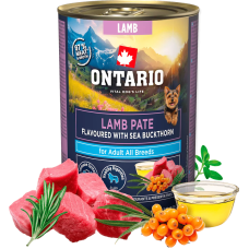 Konservi suņiem - Ontario Adult Lamb Pate with Sea Buckthorn Flavor 400g