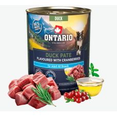 Konservi suņiem – Ontario Adult Duck Pate Flavoured with Cranberries, 800 g