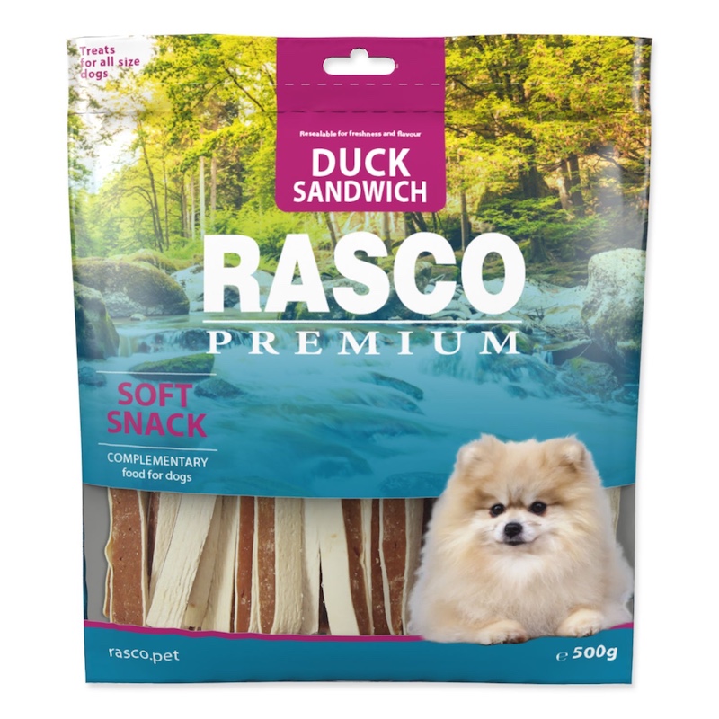 Gardums suņiem - Rasco Premium Snack sandwiches duck 500 gr