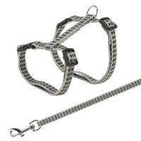 Krūšu siksna ar pavadu kaķiem - Trixie Harness with Lead, Reflecting 22/42cm/10mm, Lead 1.20m