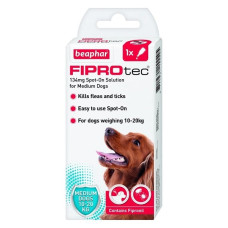 Līdzeklis pret blusām, ērcēm suņiem : Beaphar Fiprotec dog, no 10 līdz 20 kg, 1pip., bezrecepšu vet.zāles