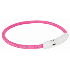 TRX 13 Flash light ring USB, M–L: 45 cm/ø 7 mm, pink, Kaklasiksna suņiem ar USB, M-L 45 cm