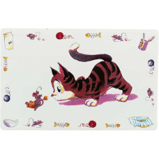 Paliktnis zem bļodām : Trixie Place mat Comical cat, 44 × 28 cm