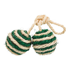 Rotaļlieta kaķiem : Trixie 2 balls on a rope, sisal, ø 4.5 cm