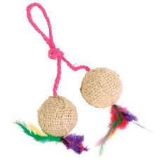 Rotaļlieta kaķiem : Trixie 2 balls on a rope, jute, ø 4.5 cm