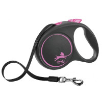 Inerces pavada suņiem – Trixie Flexi Black Design, tape leash, S, 5m, (15kg)