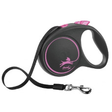Inerces pavada suņiem – Trixie Flexi BLACK DESIGN, tape leash, S: 5 m, pink
