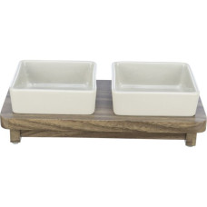 Bļoda dzīvniekiem, keramika : Trixie CityStyle bowl set, ceramic/MDF, 2 × 0.2 l/10 × 10 cm/24 × 4 × 12 cm, grey/brown