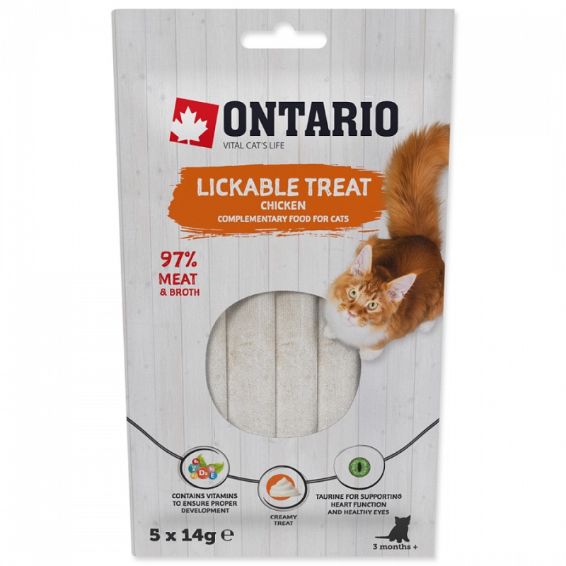 Gardums kaķiem – Ontario Lickable Treats Chicken, 5 x 14 g