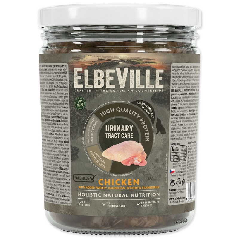 Konservi suņiem – ElbeVille Urinary Tract Care, Chicken with Parsley, Dandelion and Cranberries, 440 ml