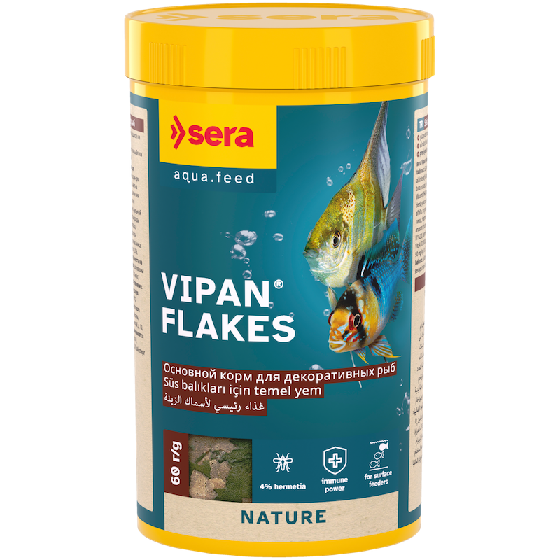 Pārslveidīga barība dekoratīvajām zivīm - Sera Vipan Flakes 250ml (60g)