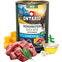 Konservi suņiem - Ontario Adult Monoprotein Duck Pate with Pumpkin 400g