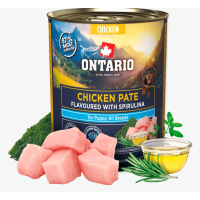 Konservi kucēniem – Ontario Puppy Chicken Pate Flavoured with Spirulina, 800 g
