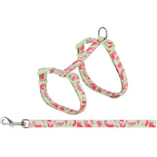 Krūšu siksna ar pavadu kaķiem - Trixie Cat harness with lead, flower power, 35–59 cm/13 mm, 1.20 m, XXL