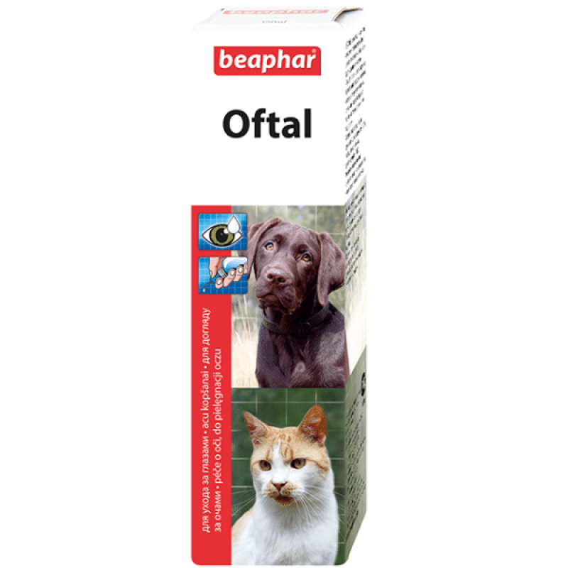 Acu kopšanas līdzeklis suņiem un kaķiem : Beaphar Oftal, 50ml