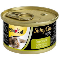 Konservēta barība kaķiem : Gimpet ShinyCat Tuna/Catgrass, 70 g