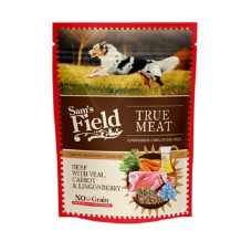 Konservi suņiem : Sams Field DOG POUCH Beef with Veal, Carrot and Lingonberry, 260gr