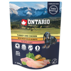 Konservi kucēniem : Ontario Dog Turkey, Chicken and vegetables in broth, 300g