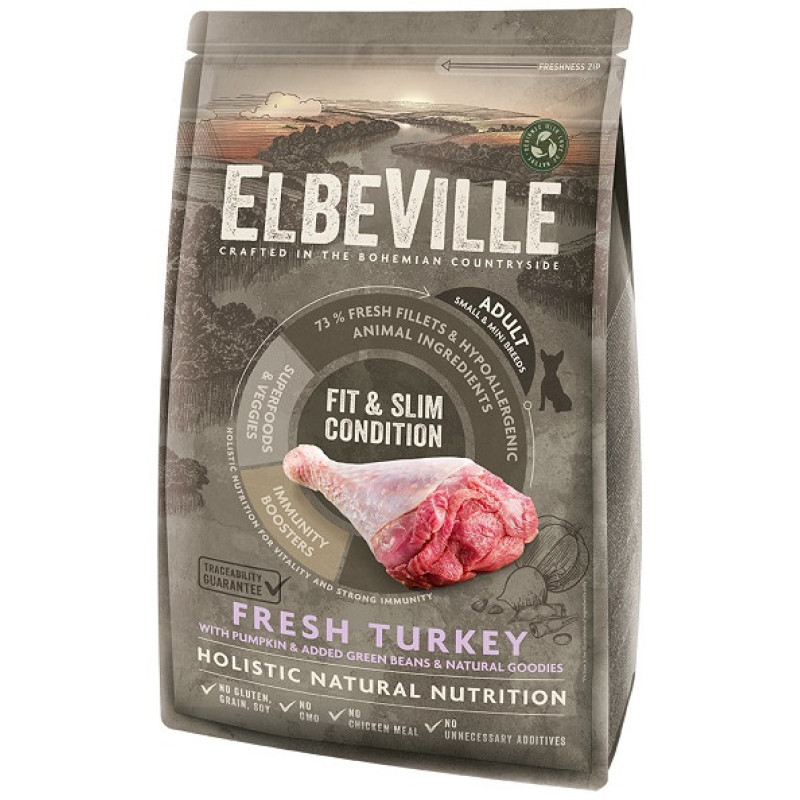 Sausa barība suņiem - ELBEVILLE Adult Mini Fresh Turkey Fit and Slim Condition 1,4 kg