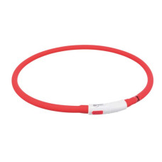 Atstarojoša kaklasiksna suņiem – Trixie Flash light ring USB, silicone, XS–XL: 70 cm/ø 10 mm, red