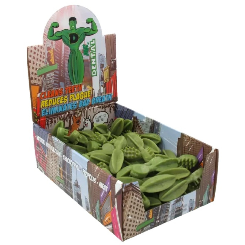 Gardums suņiem – Mr.Dental display brush with chlorophyll, 8,5cm, 70 gab