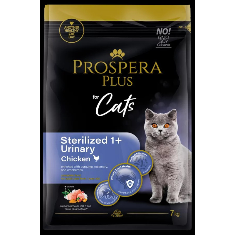 Корм для кошек – Prospera Plus Sterilized 1+ Chicken Urinary, 7 кг