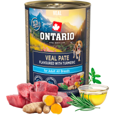 Konservi suņiem - Ontario Adult Veal Pate with Turmeric Flavor 400g 
