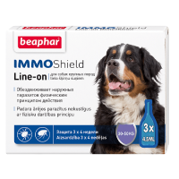 Pilieni pret blusām, ērcēm suņiem - Beaphar IMMO SHIELD LINE-ON DOG Large no 30 līdz 50kg. 3 pip*4.5ml